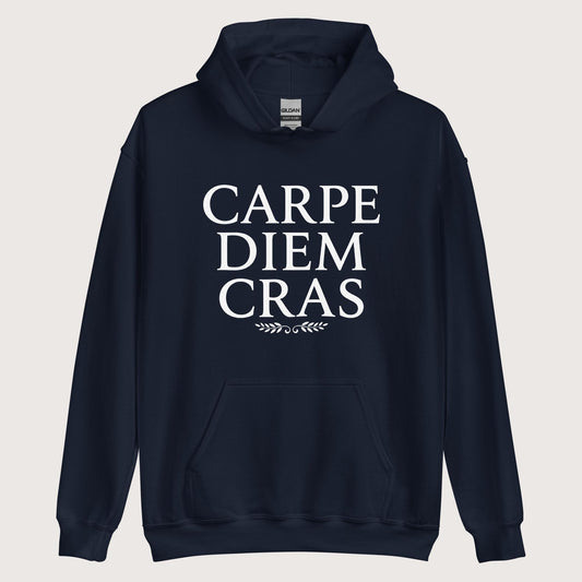 Navy Seize the Day Tomorrow in Latin Hoodie - history buff gift by HistoHead