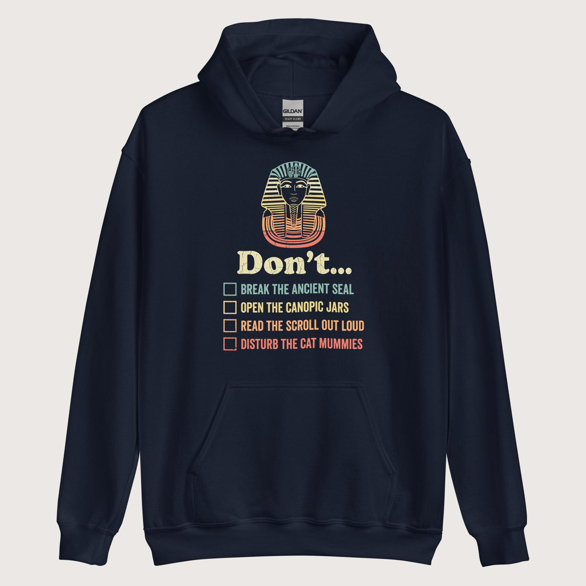Navy King Tutankhamun Advice Hoodie - history buff gift by HistoHead