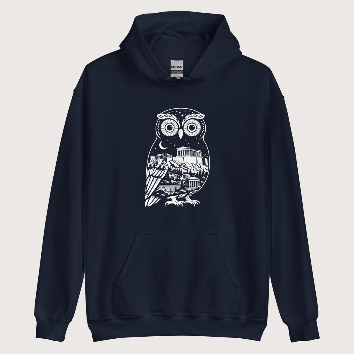 Navy Athena Owl Hoodie - history buff gift by HistoHead