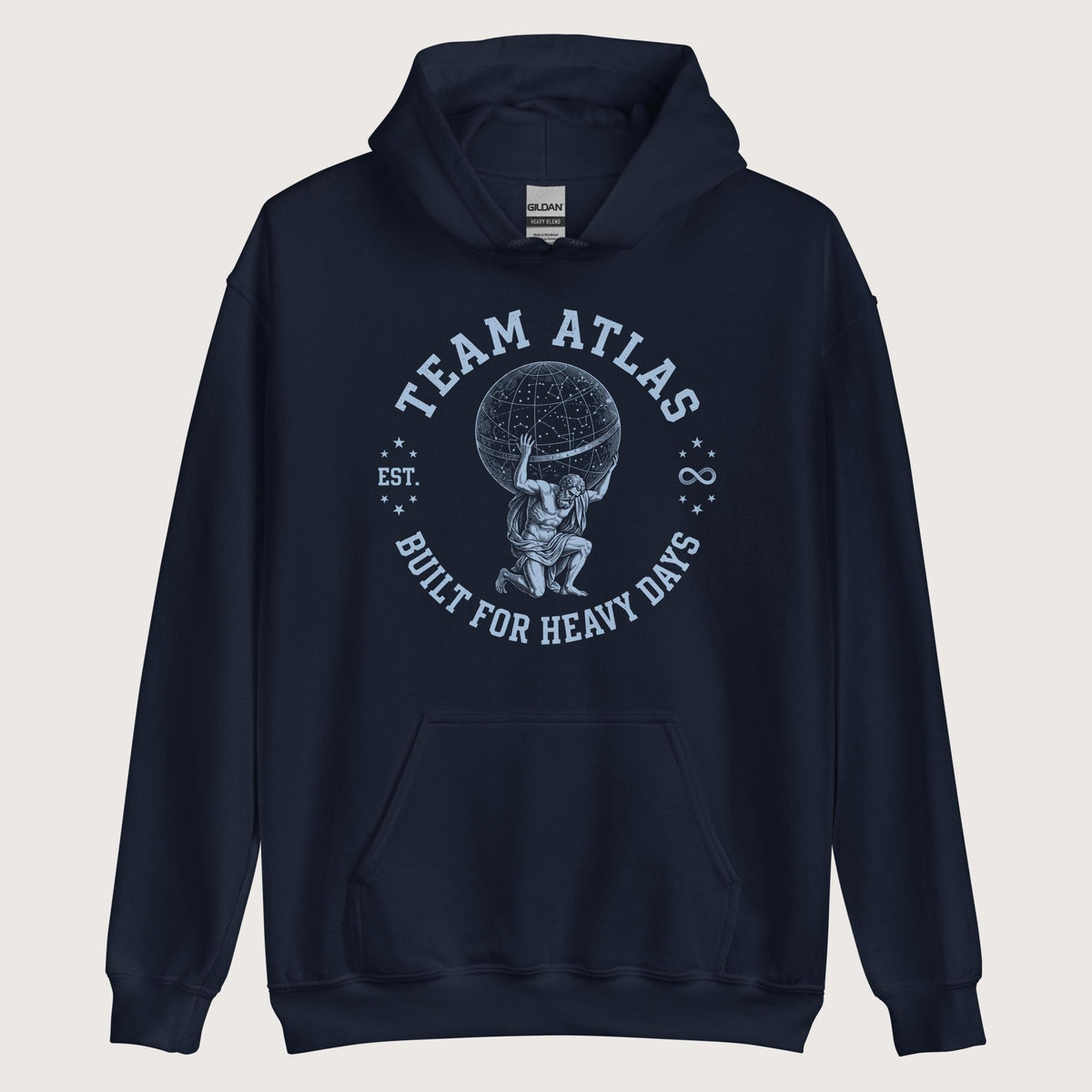 Navy Team Atlas Built For Heavy Days Hoodie - history buff gift by HistoHead
