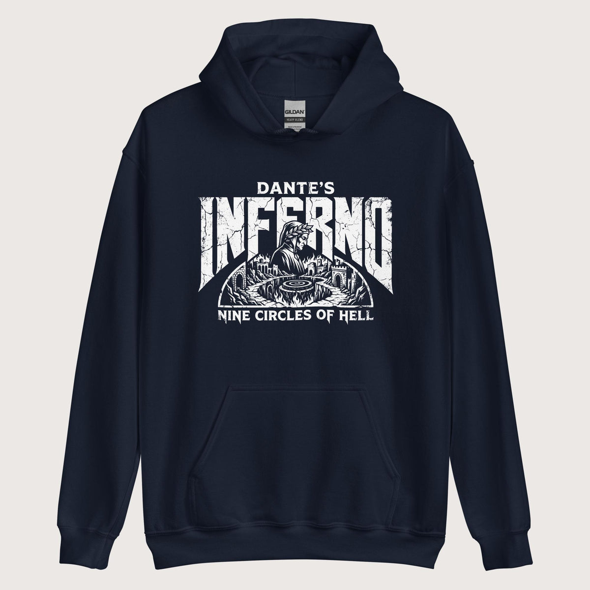 Navy Dante's Inferno Hoodie - history buff gift by HistoHead