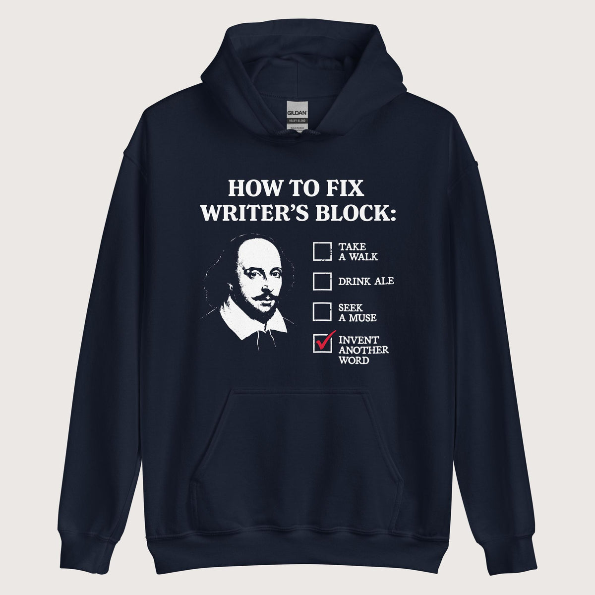 Navy Shakespeare How to Fix Writer's Block Hoodie - history buff gift by HistoHead