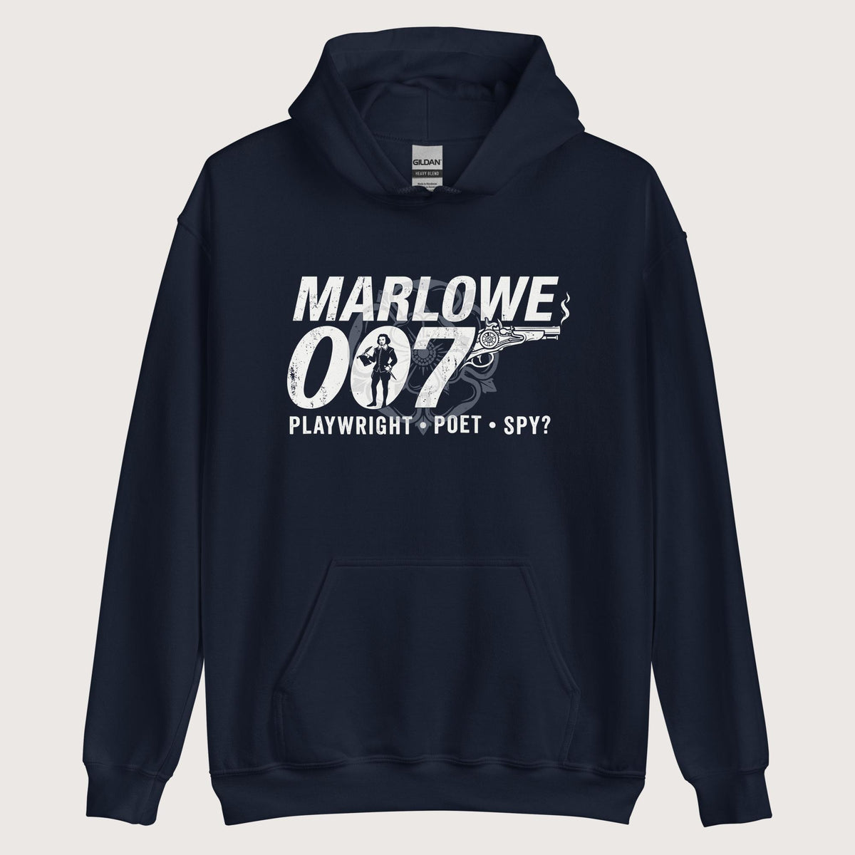Navy Marlowe 007 Hoodie - history buff gift by HistoHead