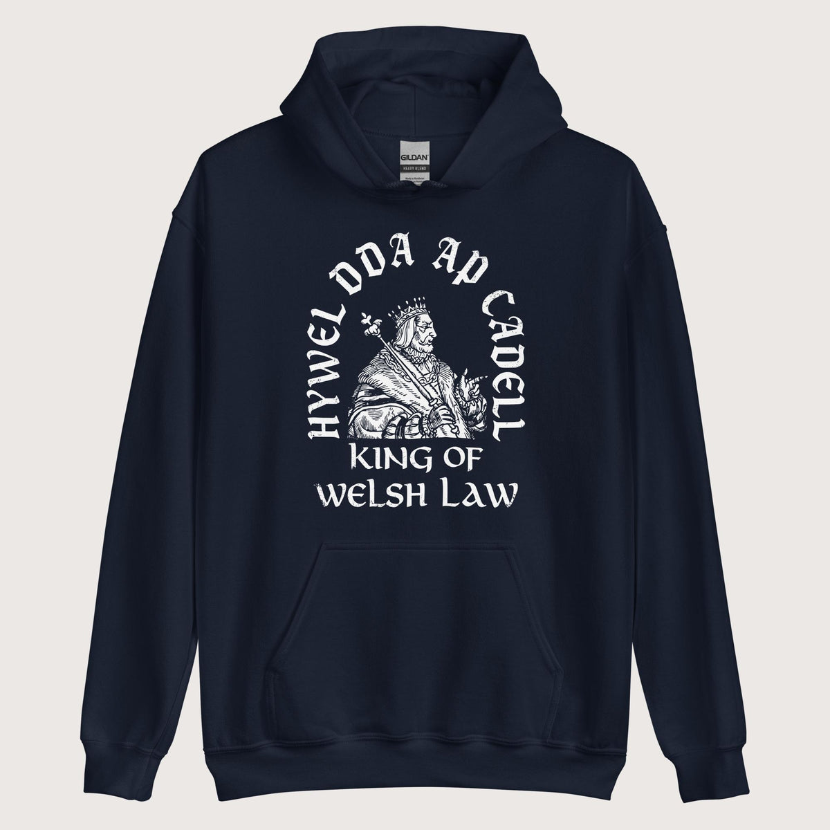Navy Hywel Dda King of Welsh Law Hoodie - history buff gift by HistoHead