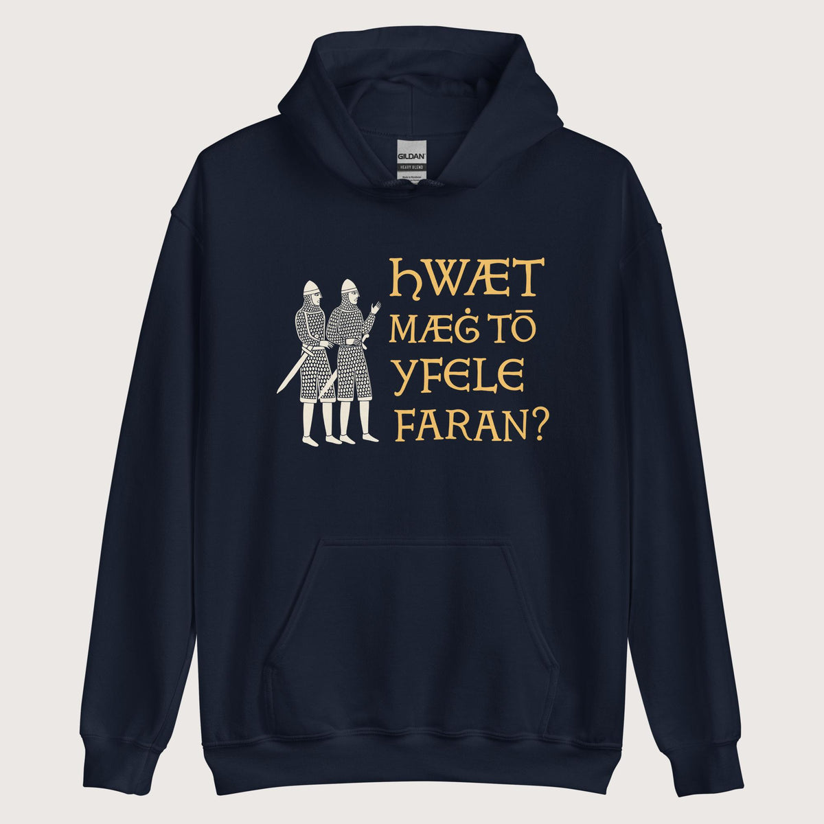 Navy What Could Possibly Go Wrong in Old English Hoodie - history buff gift by HistoHead