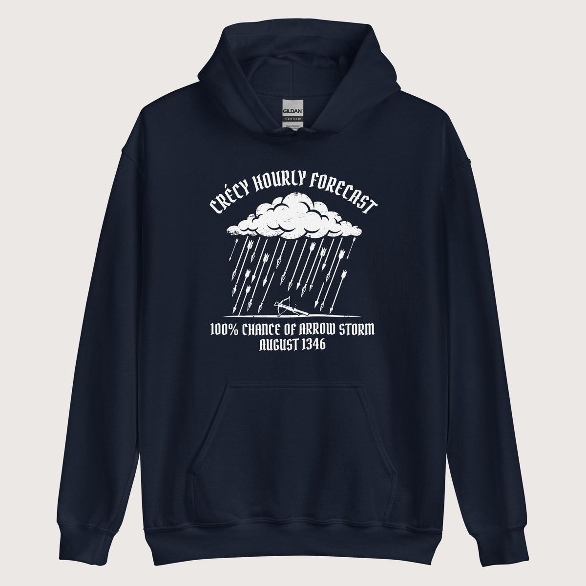 Navy Crecy Arrow Storm Forecast Hoodie - history buff gift by HistoHead