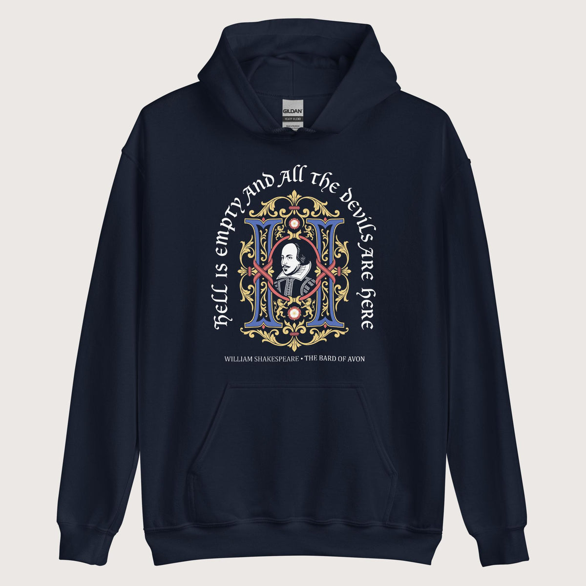Navy Shakespeare Hell Is Empty Hoodie - history buff gift by HistoHead