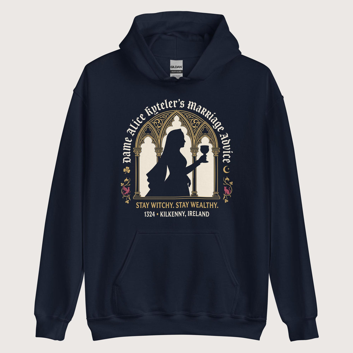 Navy Alice Kyteler's Marriage Advice Hoodie - history buff gift by HistoHead
