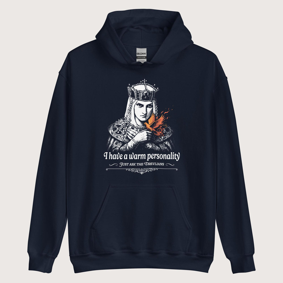 Navy Olga of Kiev I Have a Warm Personality Hoodie - history buff gift by HistoHead
