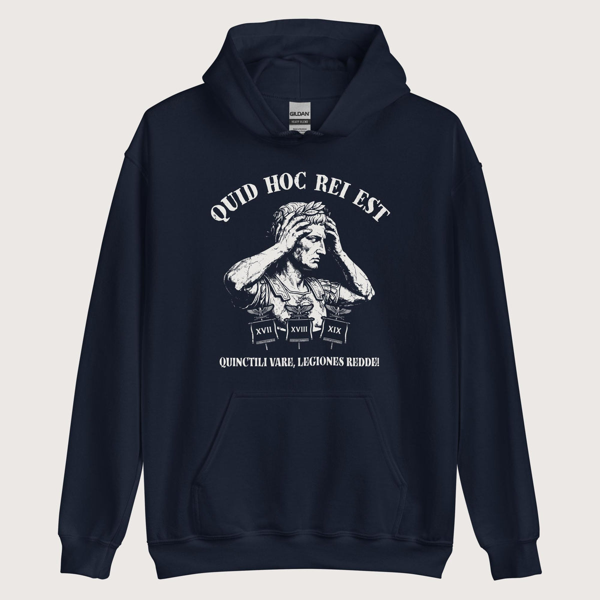 Navy Augustus What the Hell Is This Latin Hoodie - history buff gift by HistoHead
