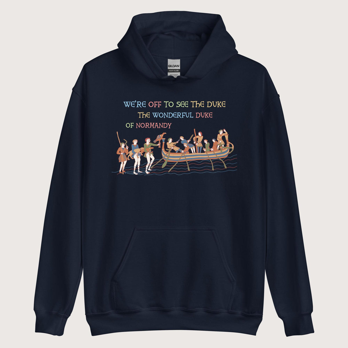 Navy Bayeux Tapestry We're Off to See the Duke Hoodie - history buff gift by HistoHead