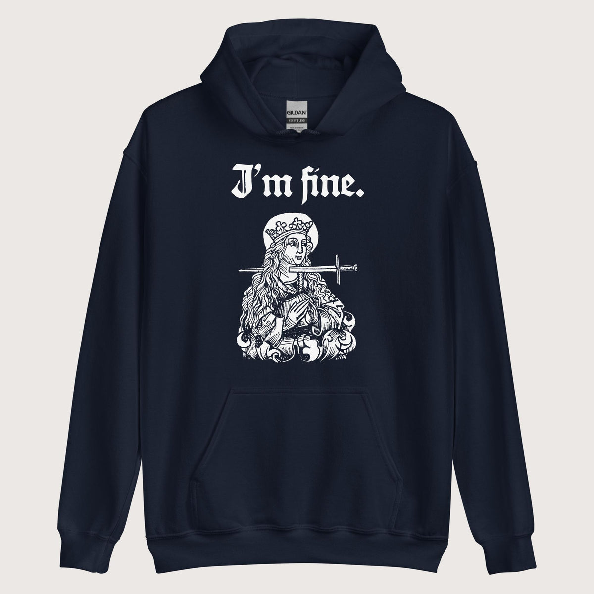 Navy Saint Lucy I'm Fine Hoodie - history buff gift by HistoHead