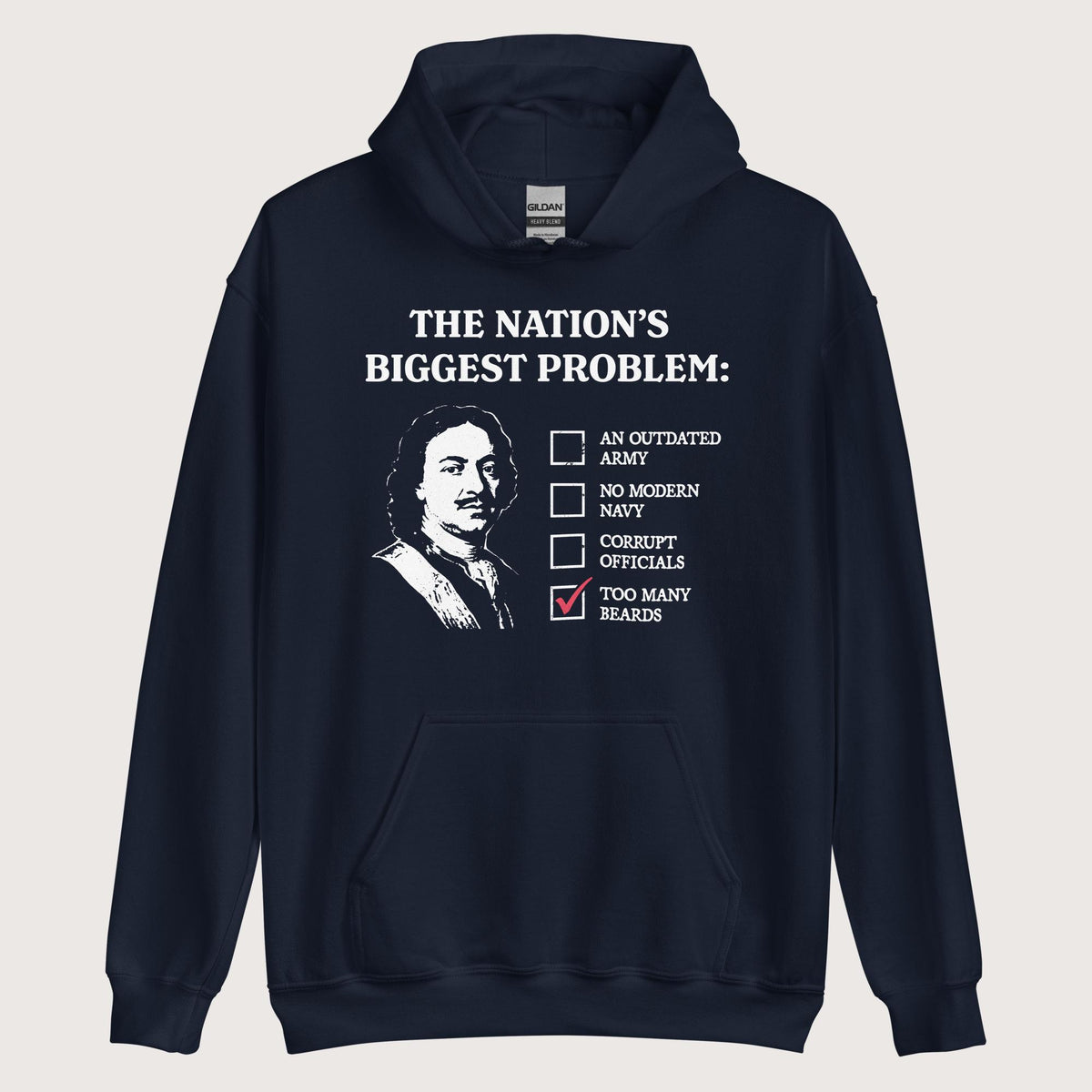Navy Peter the Great's Beard Tax Hoodie - history buff gift by HistoHead