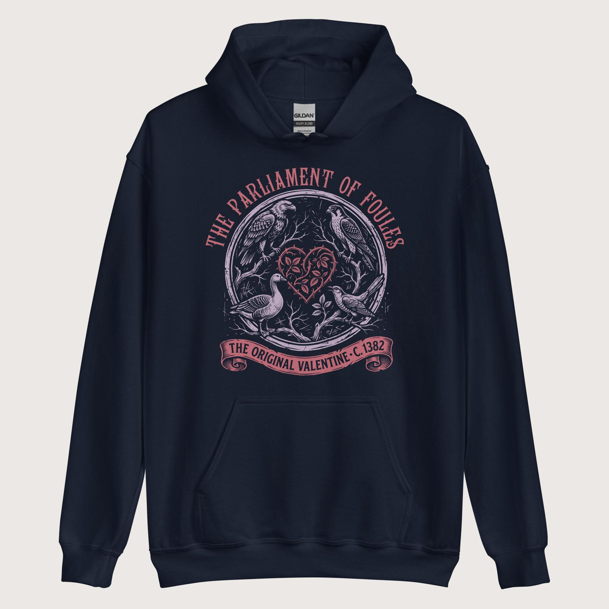 Navy Chaucer Parliament of Foules Valentine Hoodie - history buff gift by HistoHead