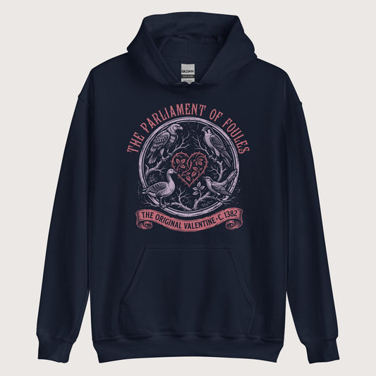 Navy Chaucer Parliament of Foules Valentine Hoodie - history buff gift by HistoHead