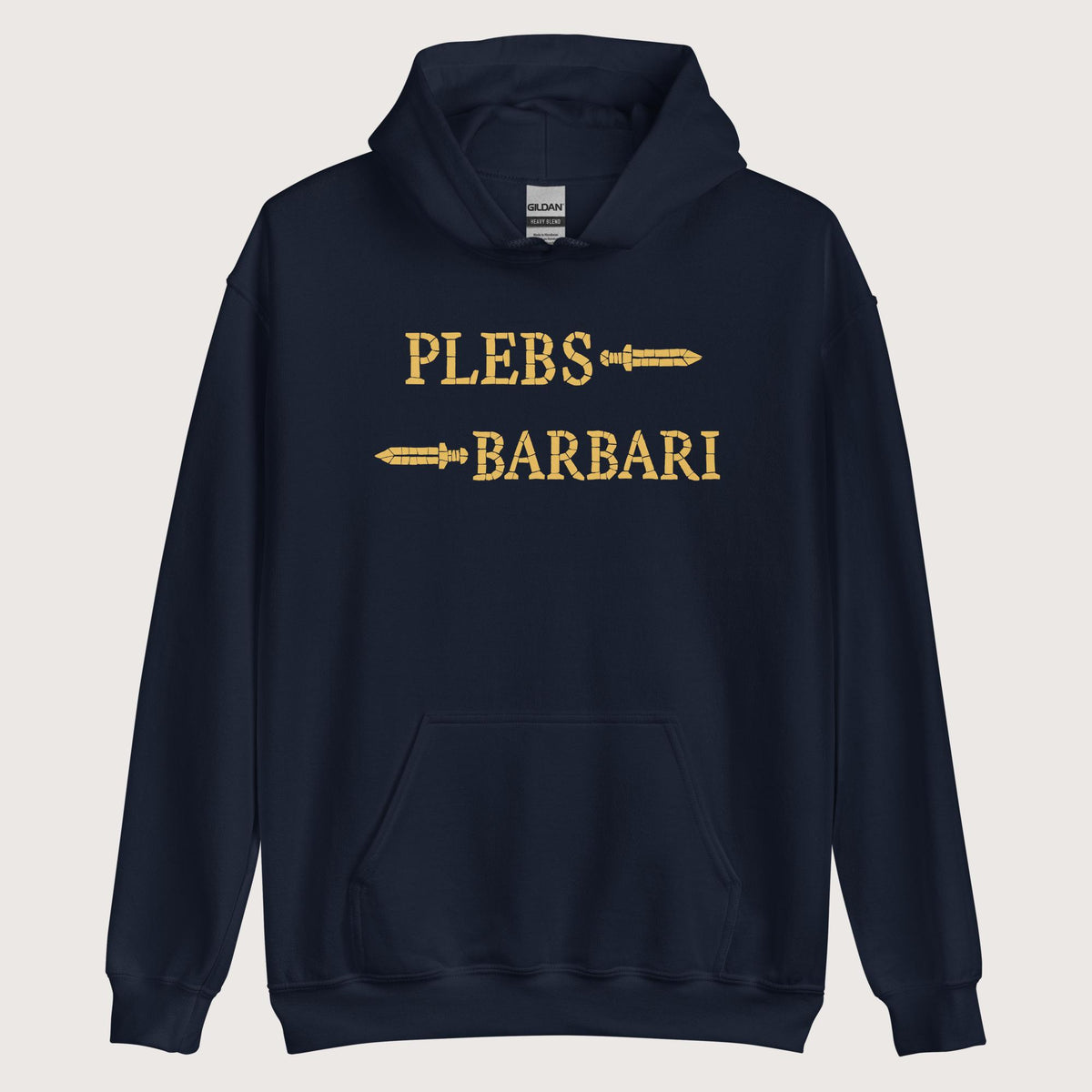 Navy Mosaic Plebs or Barbari Hoodie - history buff gift by HistoHead