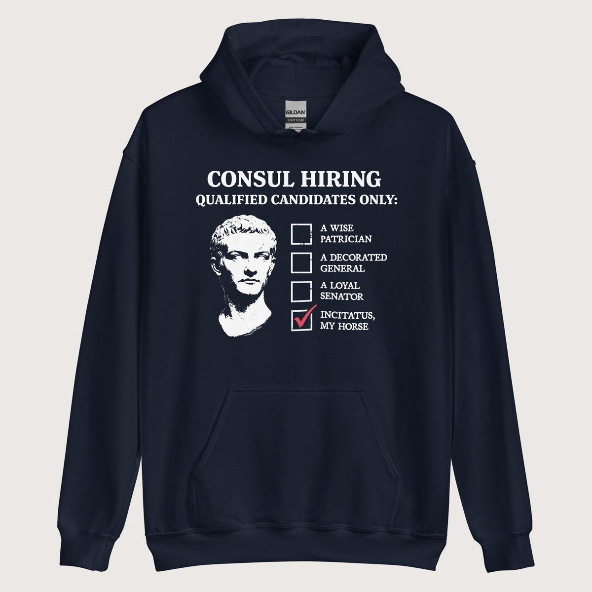 Navy Caligula's Nominee for Consul Hoodie - history buff gift by HistoHead