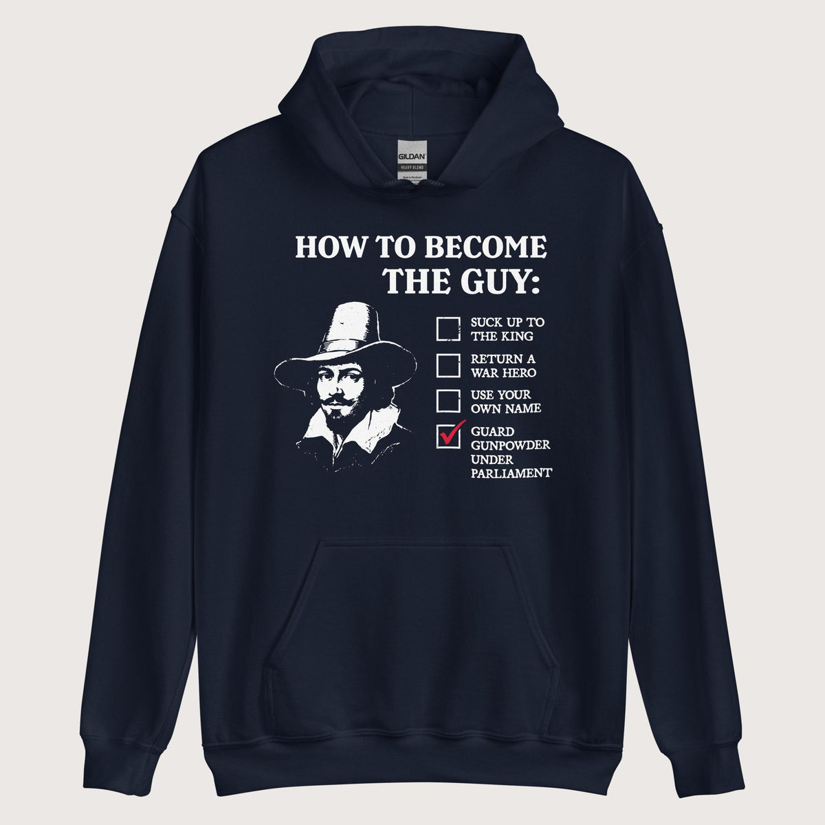 Navy Guy Fawkes How to Become the Guy Hoodie - history buff gift by HistoHead
