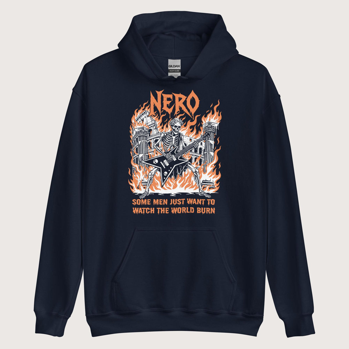 Navy Nero Watch the World Burn Hoodie - history buff gift by HistoHead