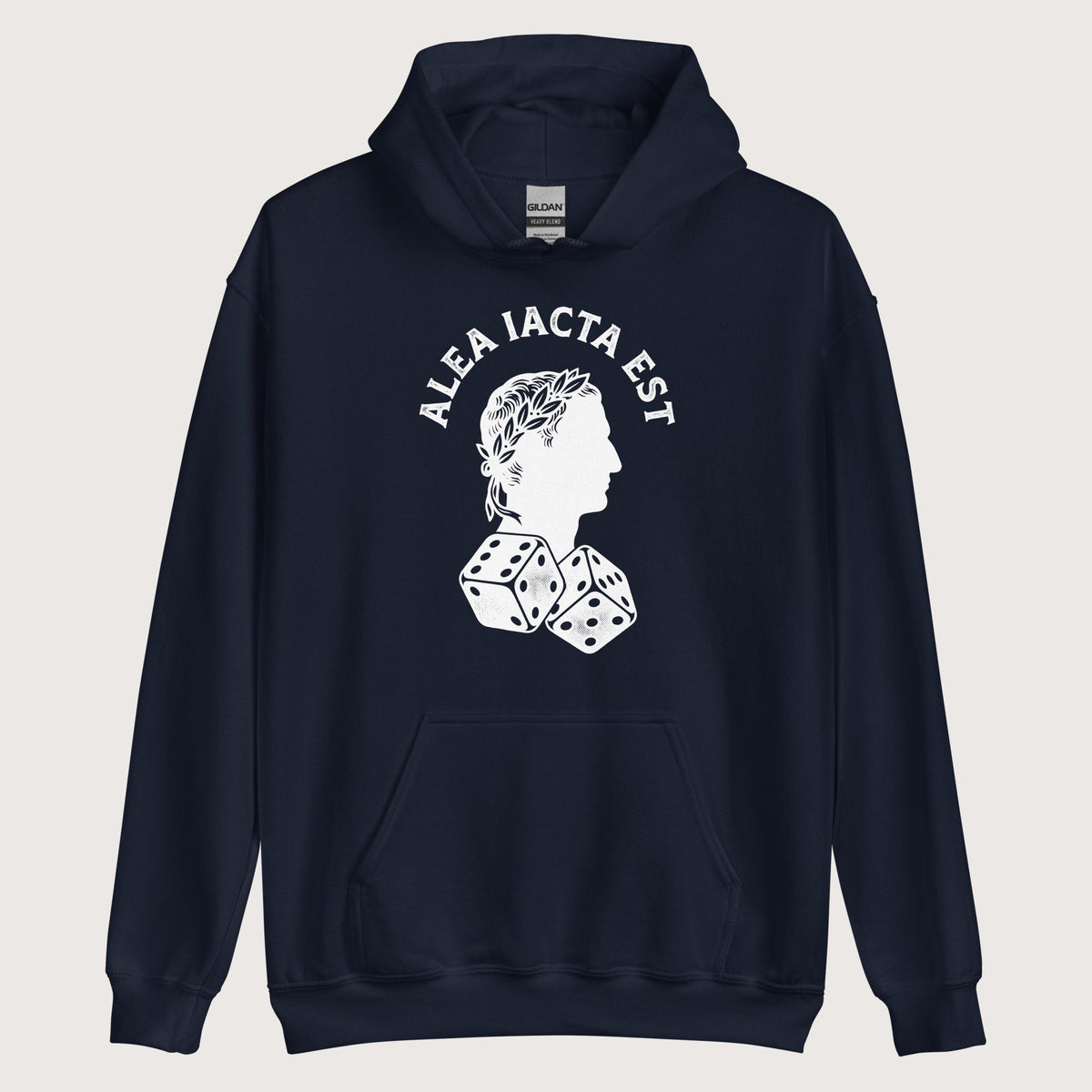 Navy Alea Iacta Est Caesar Quote Hoodie - history buff gift by HistoHead