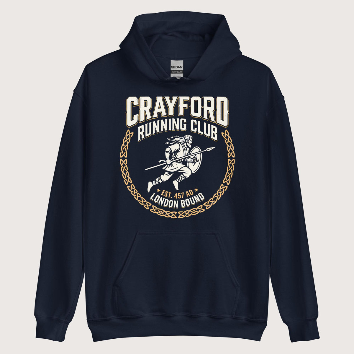 Navy Crayford Running Club Hoodie - history buff gift by HistoHead