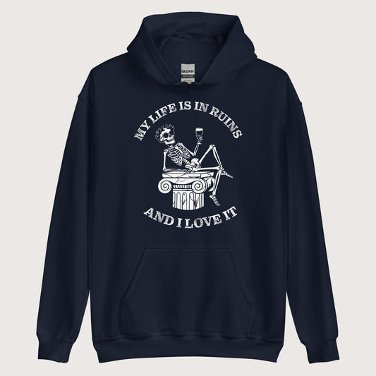 Navy My Life is in Ruins Hoodie - history buff gift by HistoHead