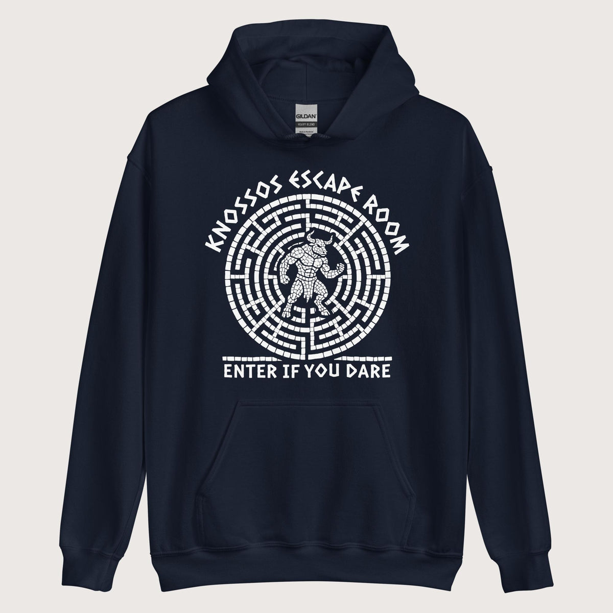Navy Knossos Escape Room Enter If You Dare Hoodie - history buff gift by HistoHead