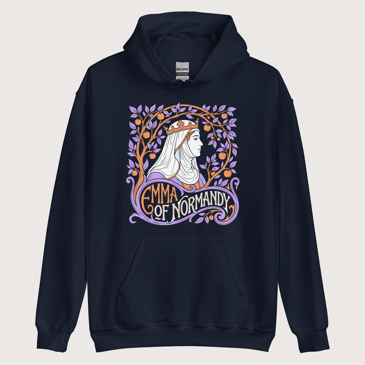 Navy Emma Of Normandy Hoodie - history buff gift by HistoHead