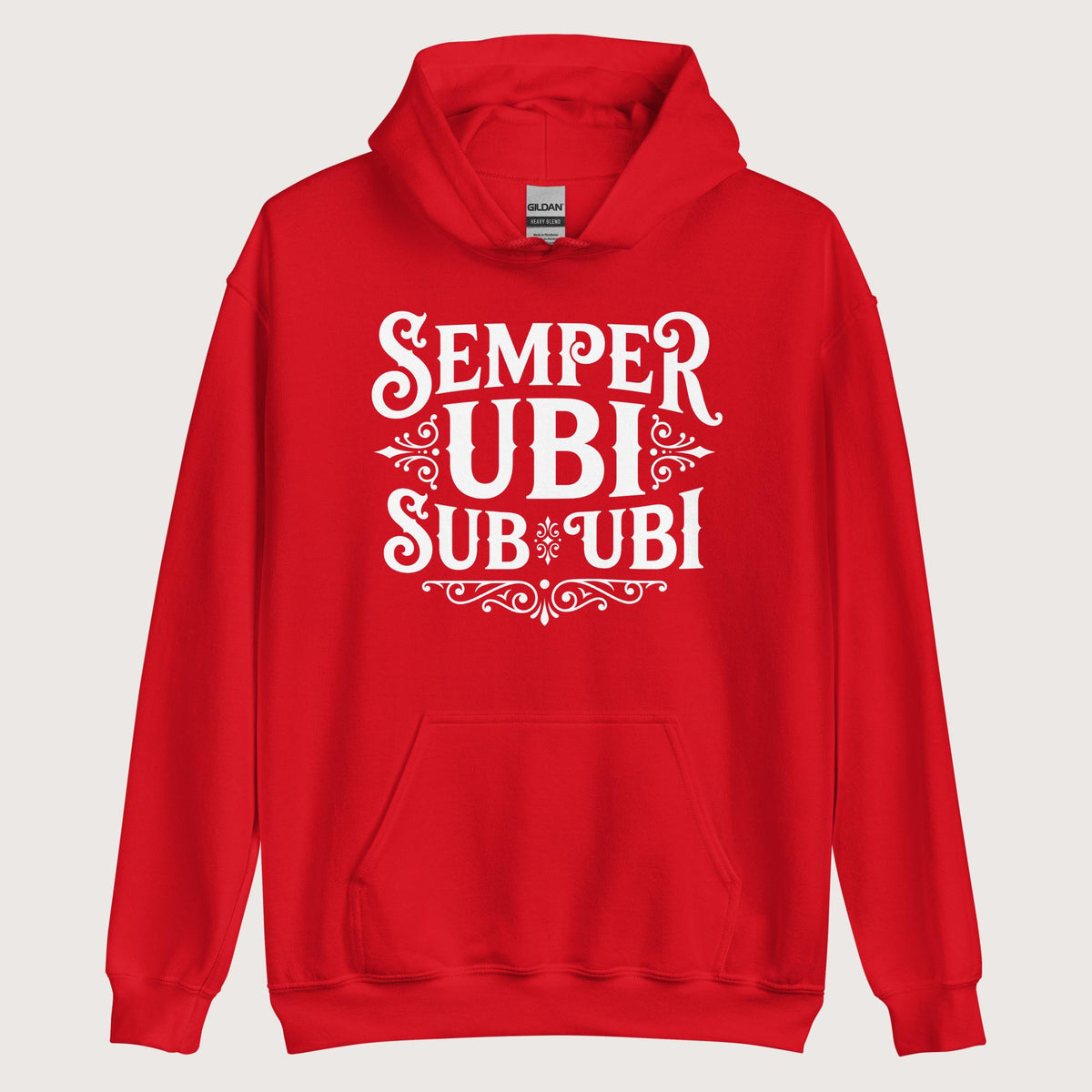 Red Latin Pun Semper Ubi Sub Ubi Hoodie - history buff gift by HistoHead