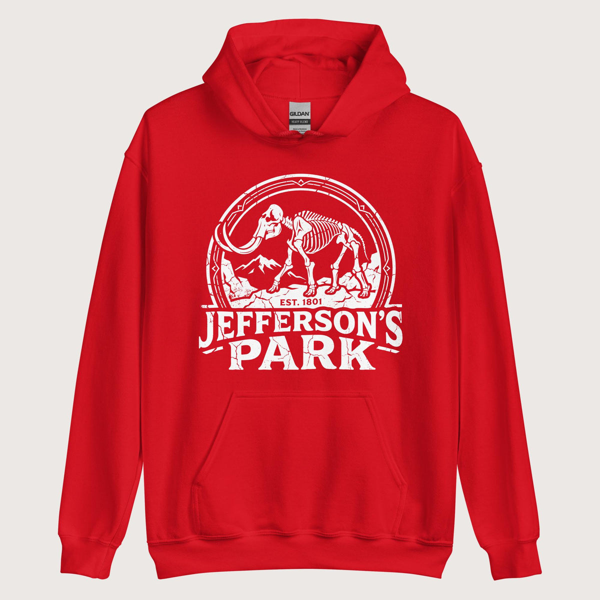 Red Jefferson's Park Hoodie - history buff gift by HistoHead