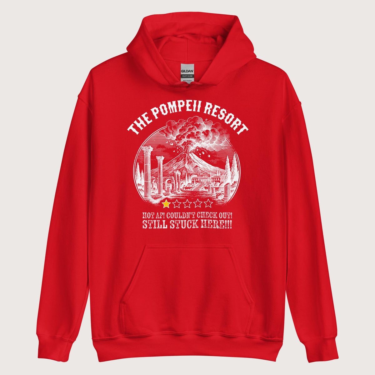 Red The Pompeii Resort Review Hoodie - history buff gift by HistoHead