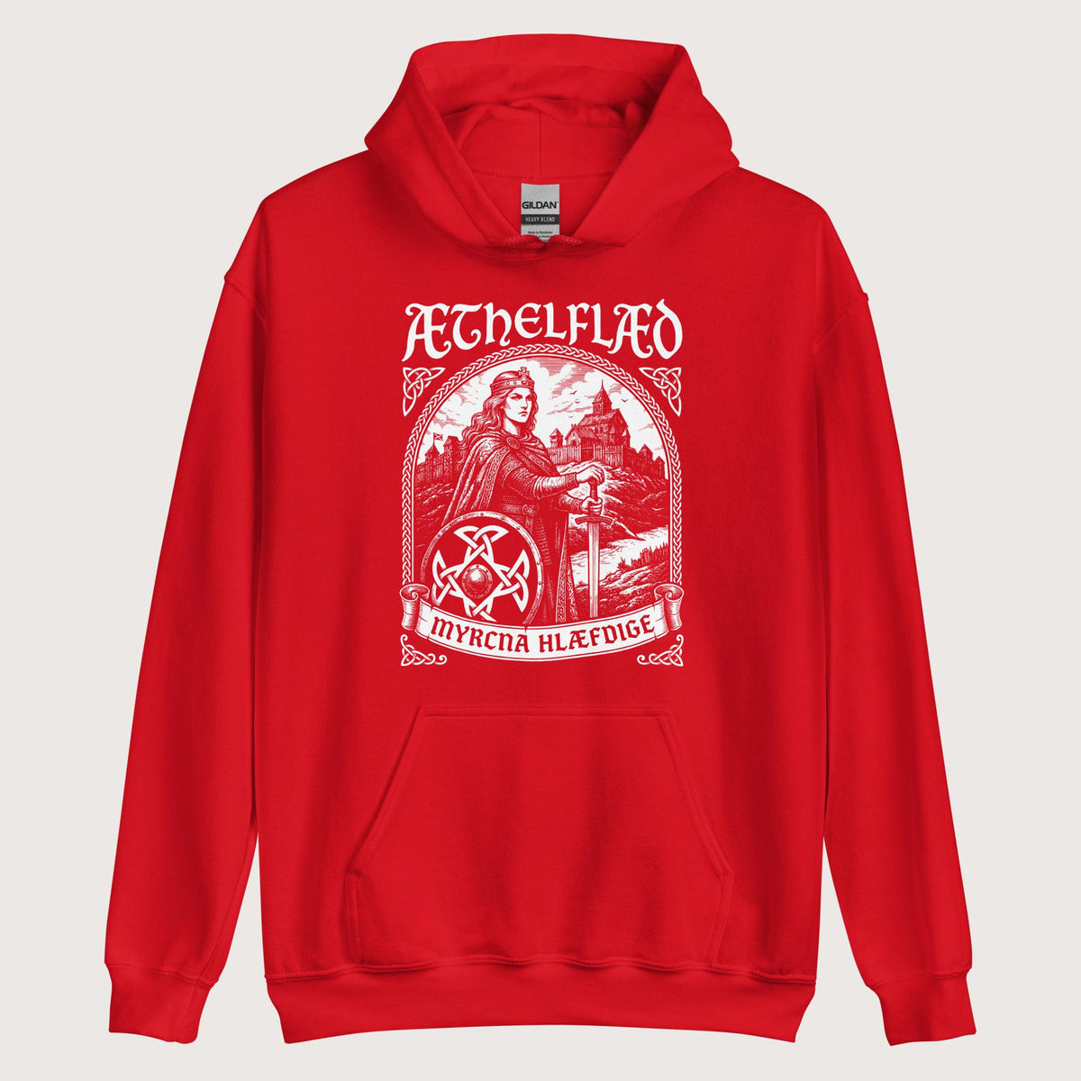 Red Aethelflaed Lady of the Mercians Old English Hoodie - history buff gift by HistoHead