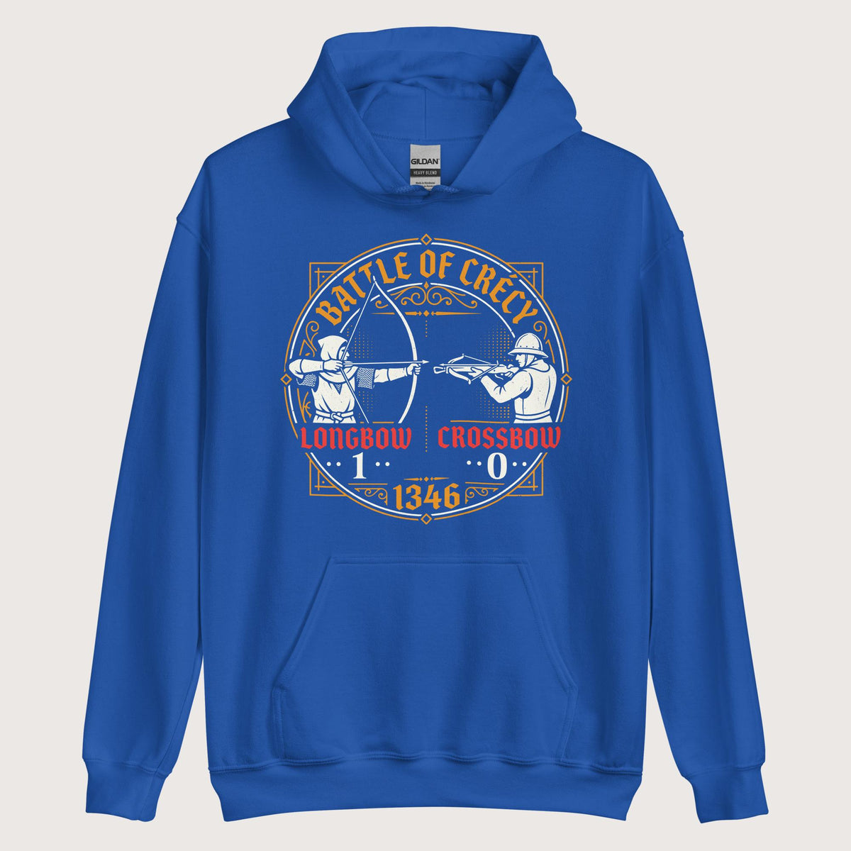 Royal Battle of Crécy Longbow vs Crossbow Hoodie - history buff gift by HistoHead
