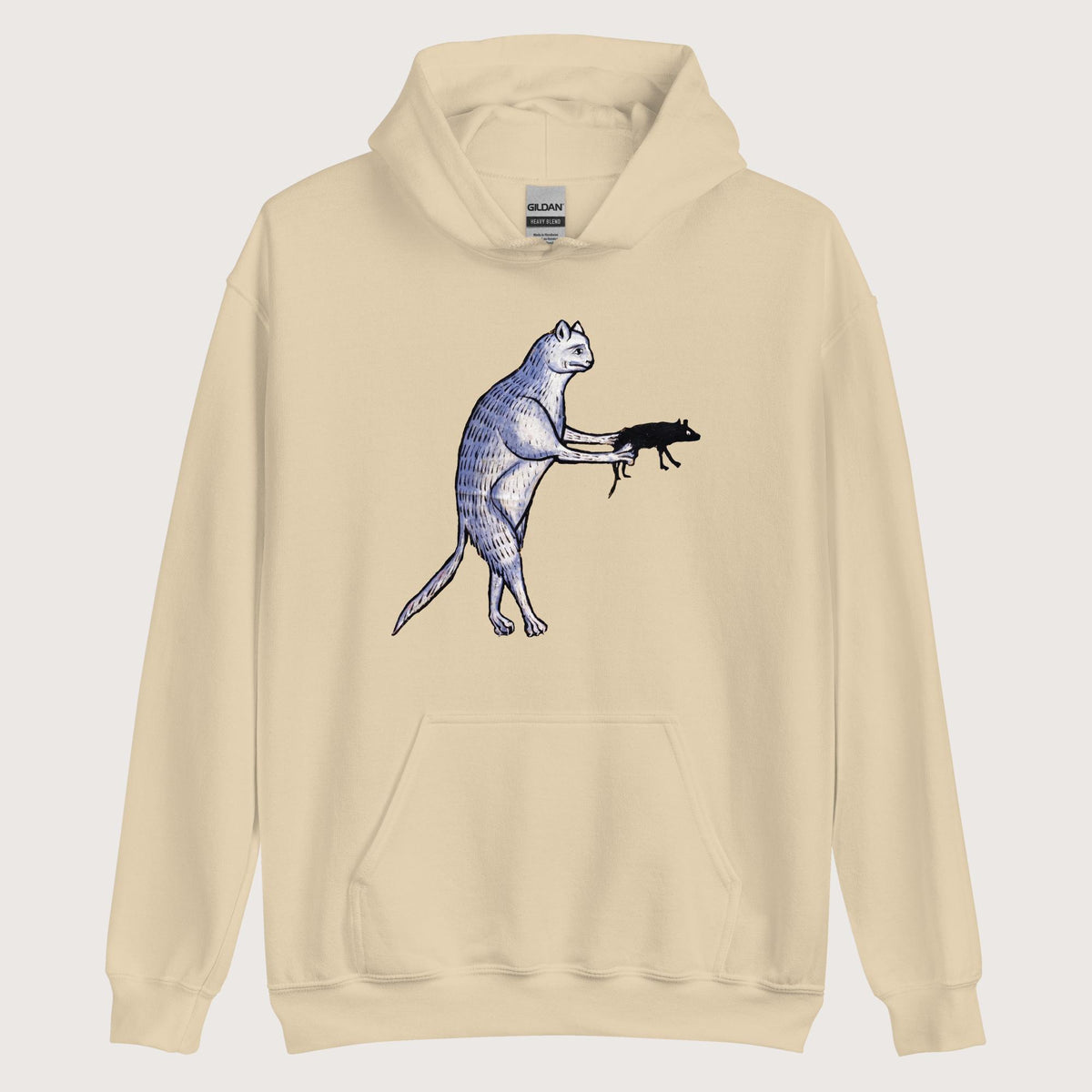 Sand Weird Medieval Cat's Mouse-Gun Hoodie - history buff gift by HistoHead
