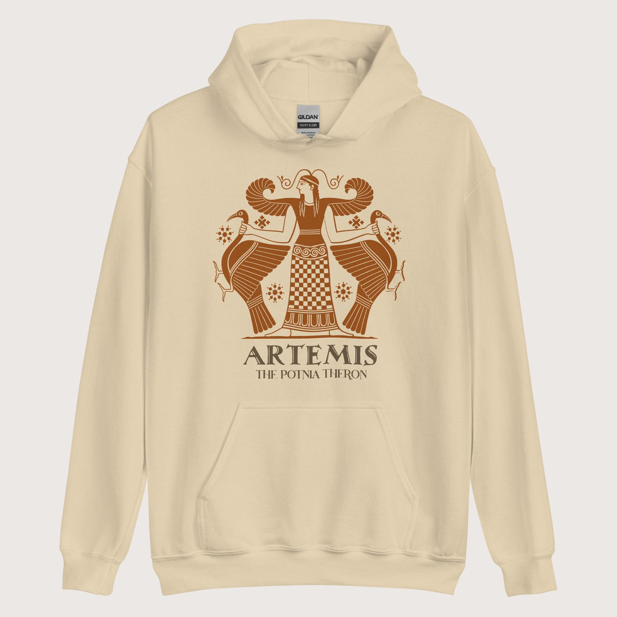 Sand Artemis the Potnia Theron Pottery Art Hoodie - history buff gift by HistoHead
