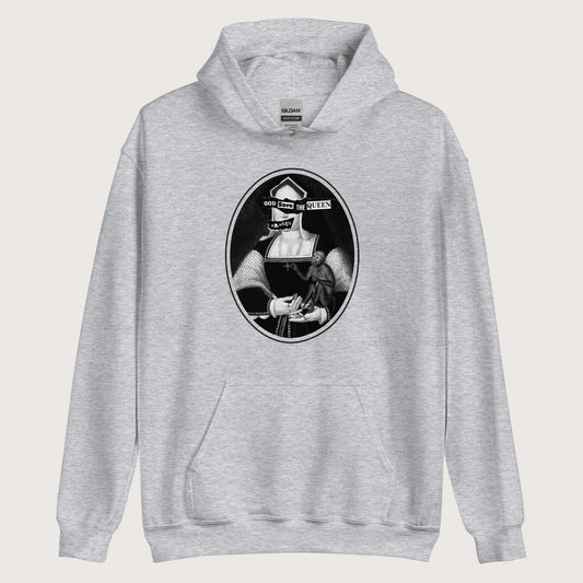Sport Grey God Save the Queen Katherine of Aragon Hoodie - history buff gift by HistoHead