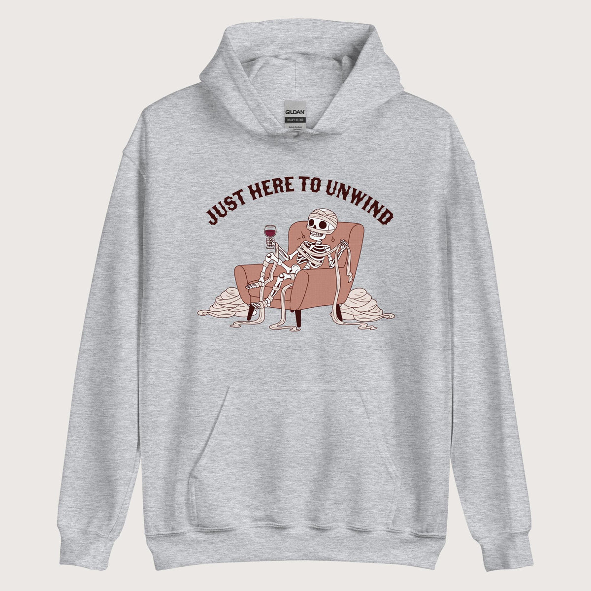 Sport Grey Just Here to Unwind Hoodie - history buff gift by HistoHead