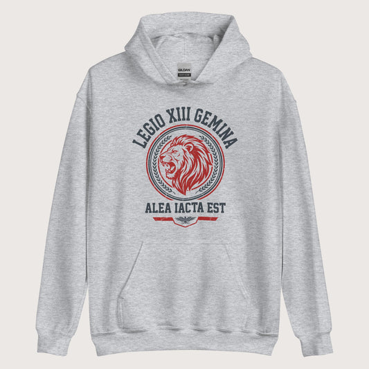 Sport Grey Legio XIII Gemina Alea Iacta Est Hoodie - history buff gift by HistoHead