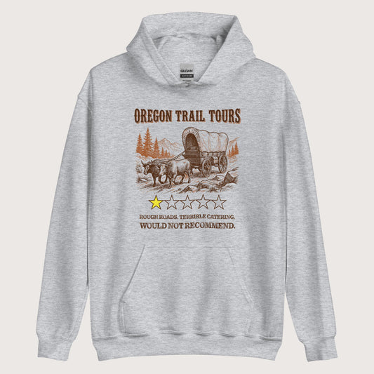Sport Grey Oregon Trail Tours Review Hoodie - history buff gift by HistoHead