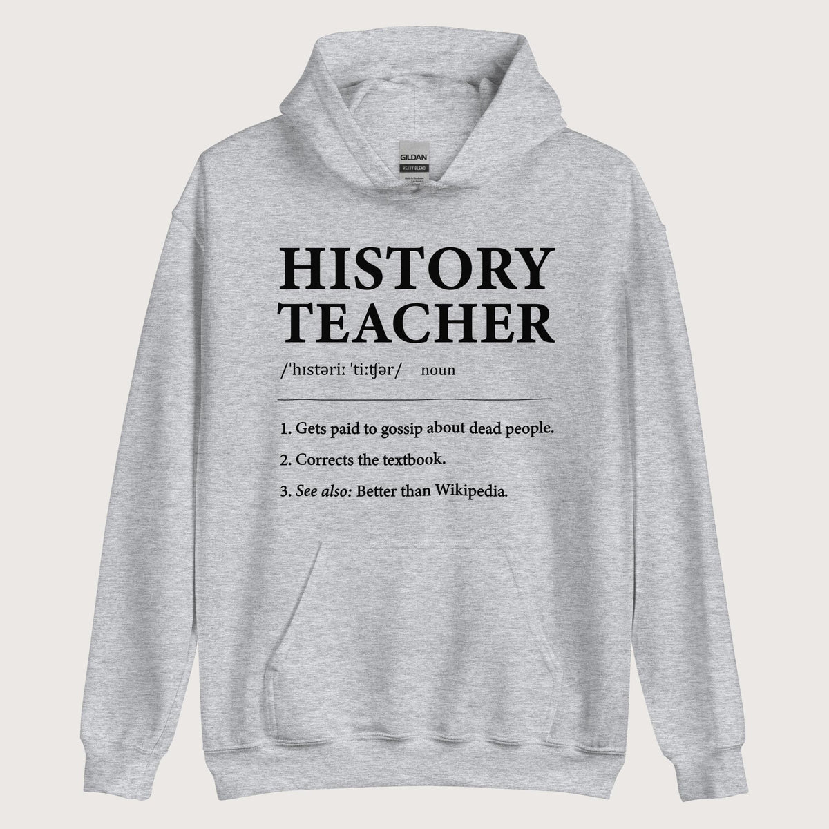Sport Grey History Teacher Definition Hoodie - history buff gift by HistoHead