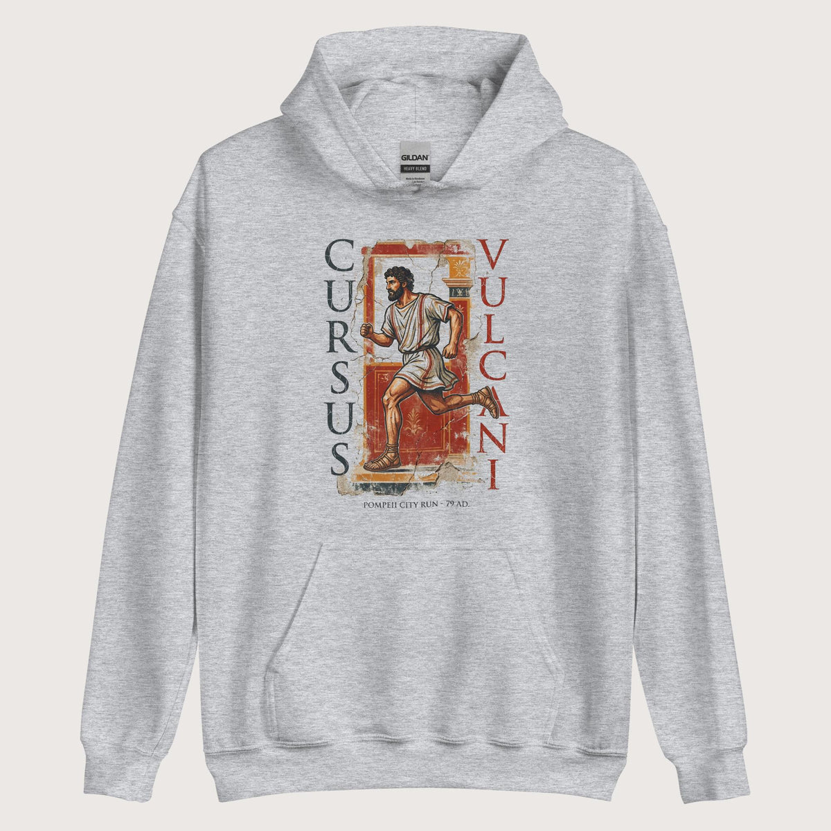 Sport Grey Pompeii Cursus Vulcani Hoodie - history buff gift by HistoHead