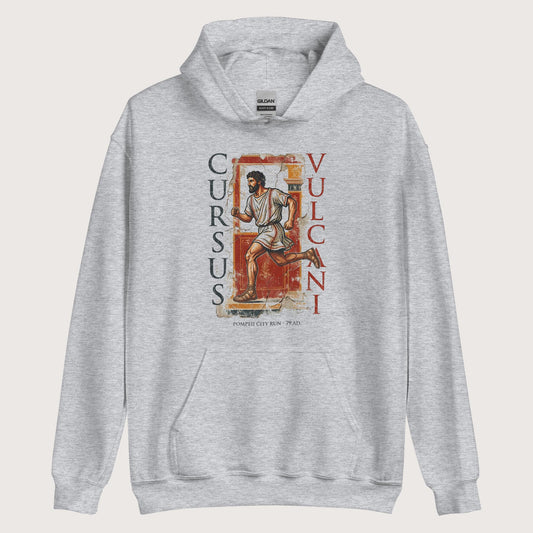 Sport Grey Pompeii Cursus Vulcani Hoodie - history buff gift by HistoHead