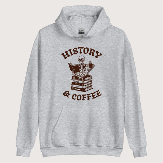 Sport Grey History & Coffee Hoodie - history buff gift by HistoHead