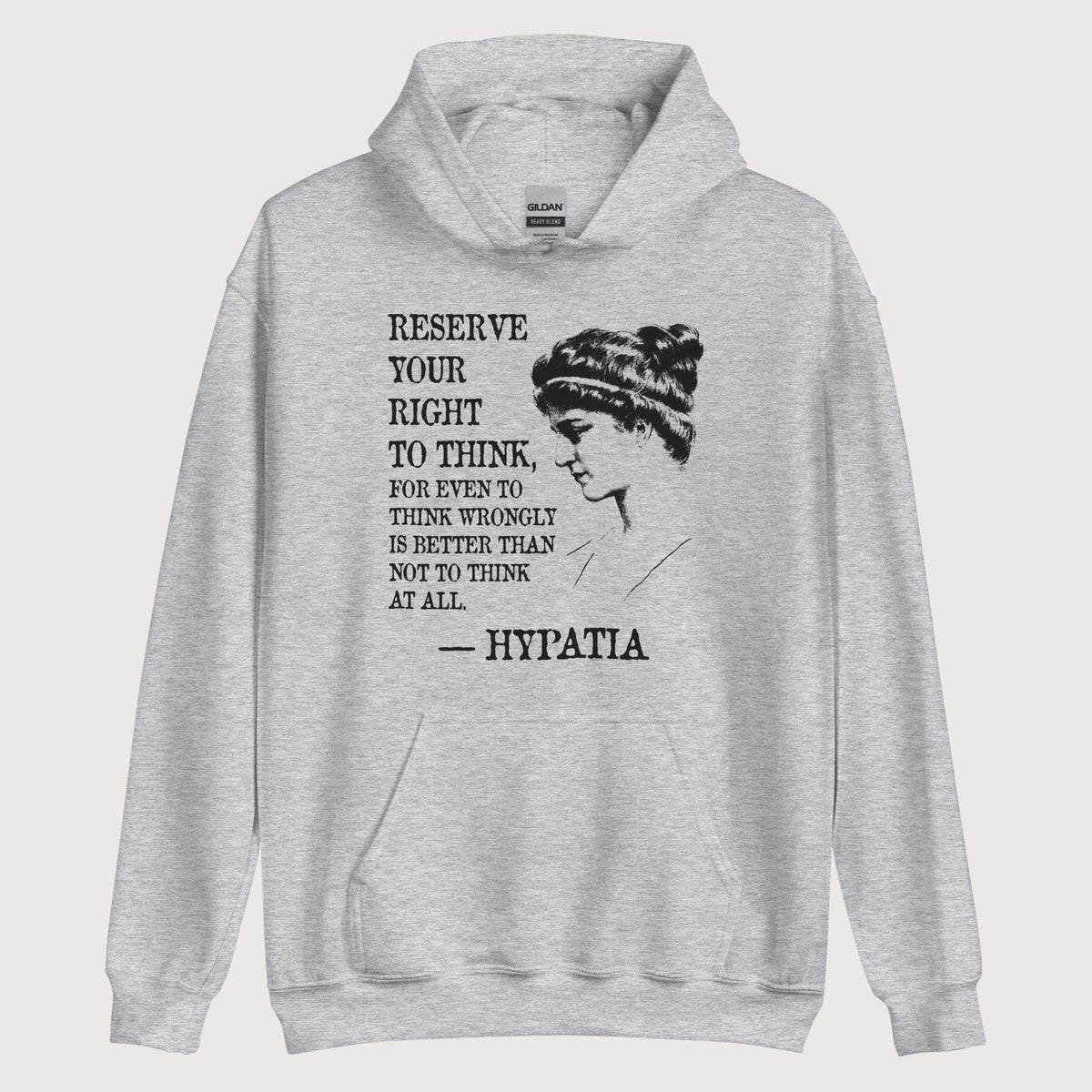 Sport Grey Hypatia Quote Hoodie - history buff gift by HistoHead