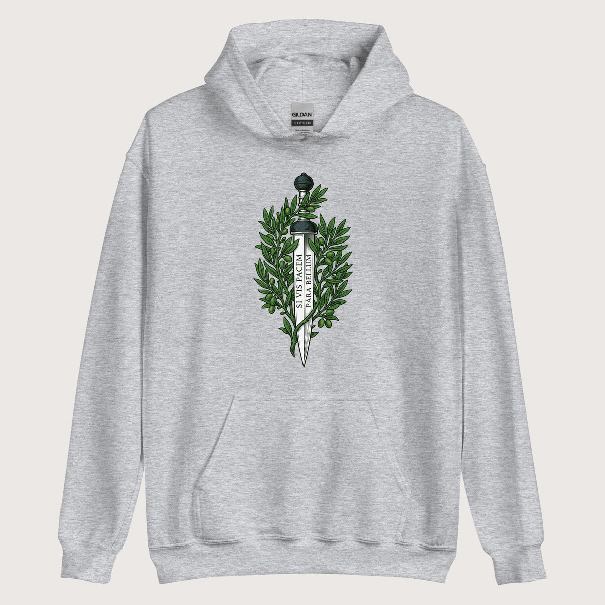 Sport Grey Si Vis Pacem Para Bellum Latin Phrase Hoodie - history buff gift by HistoHead