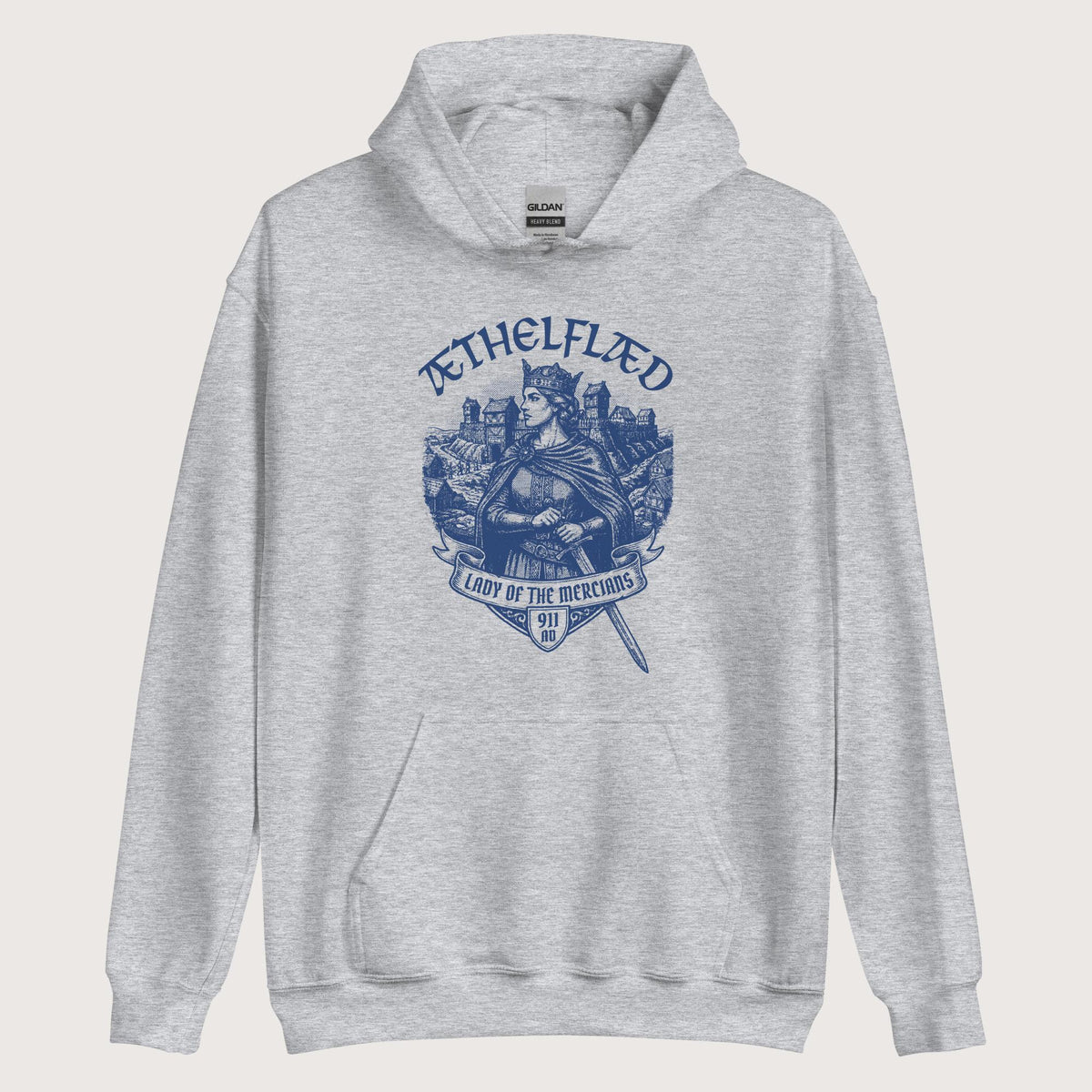 Sport Grey Æthelflæd Lady of the Mercians Hoodie - history buff gift by HistoHead