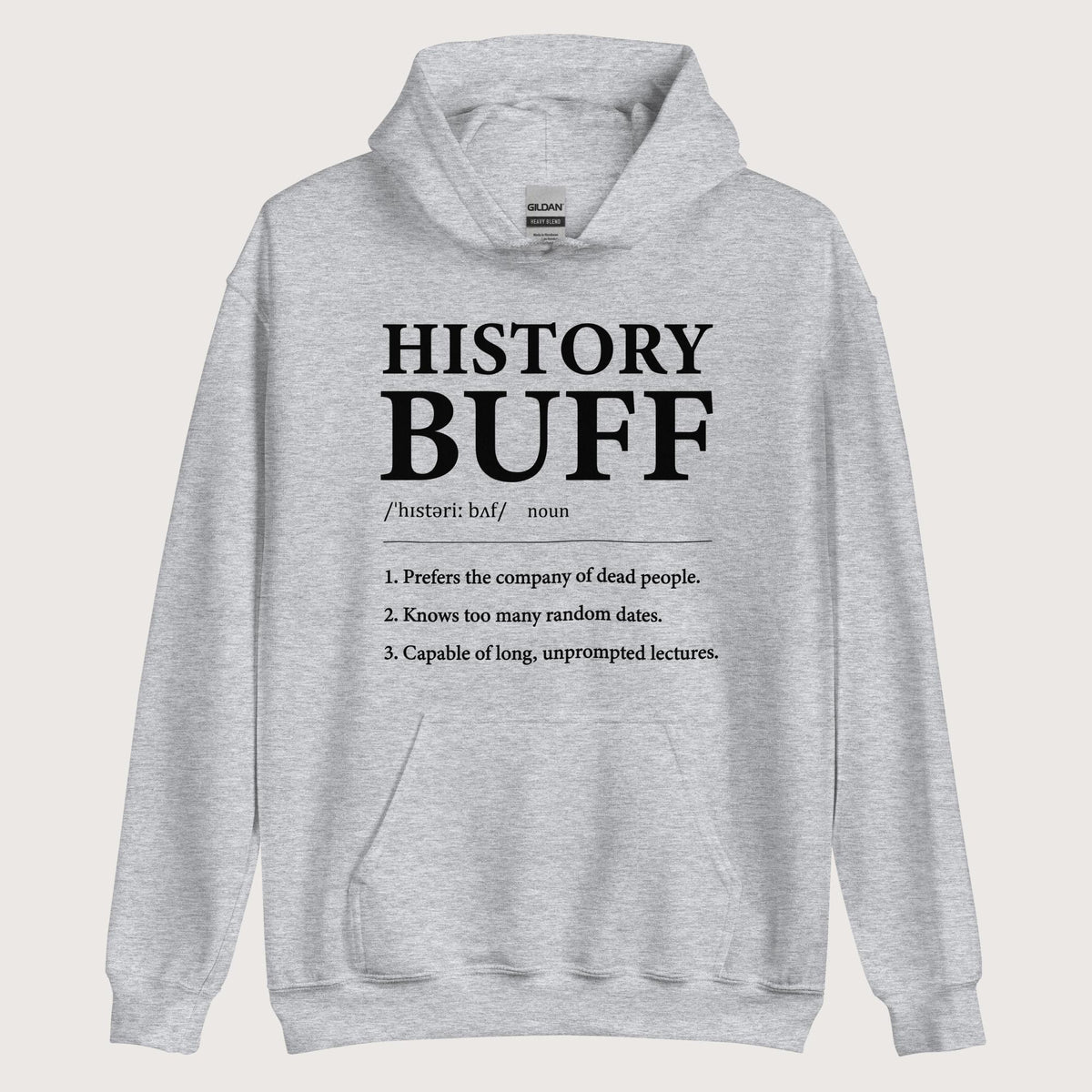 Sport Grey History Buff Definition Hoodie - history buff gift by HistoHead