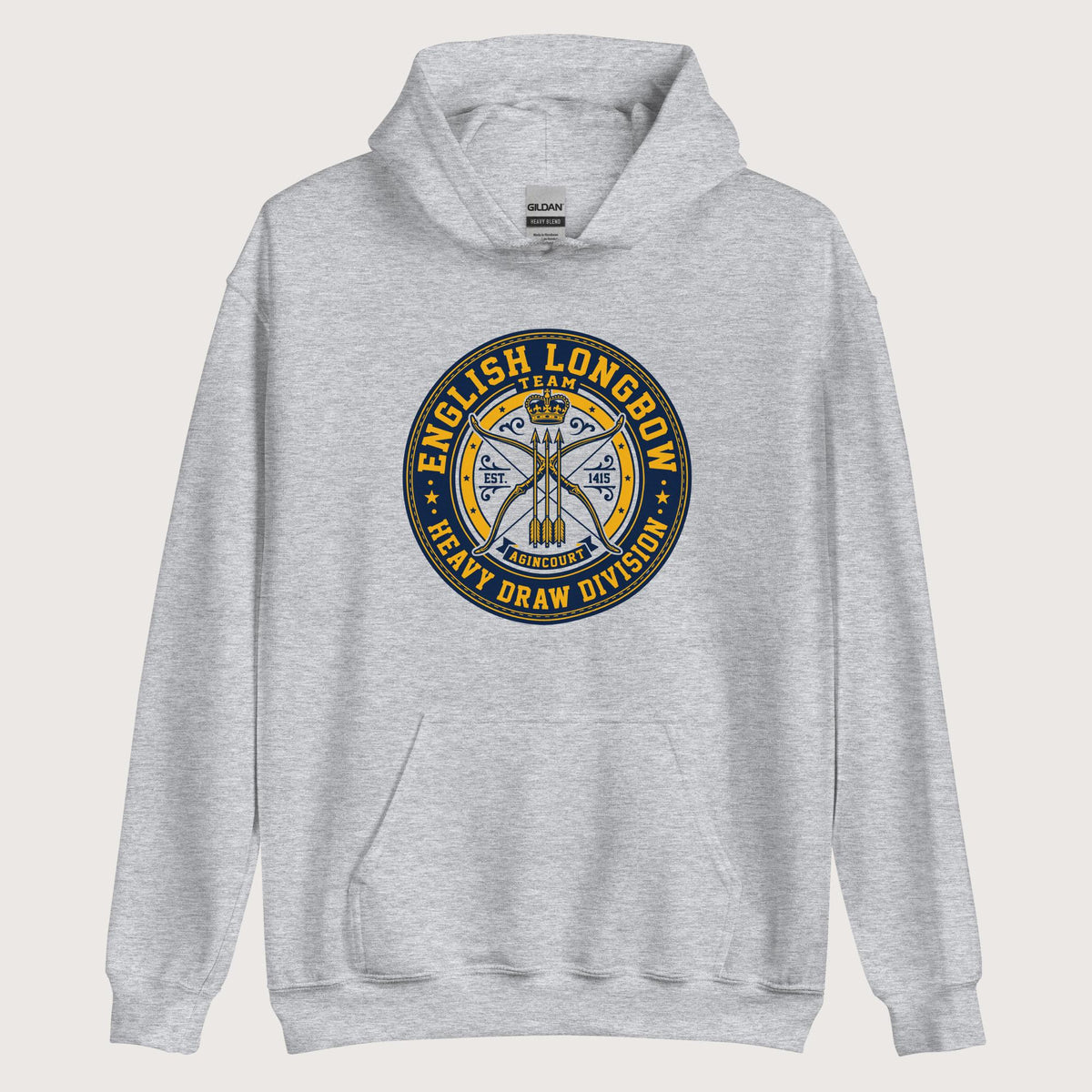 Sport Grey English Longbow Heavy Draw Division Hoodie - history buff gift by HistoHead