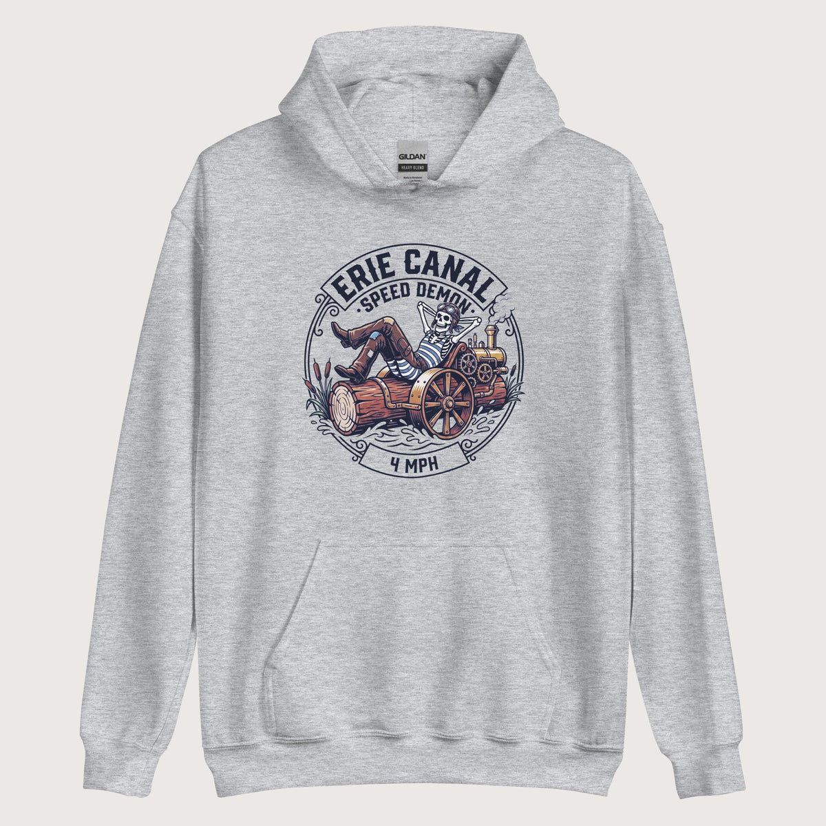 Sport Grey Erie Canal Speed Demon Hoodie - history buff gift by HistoHead