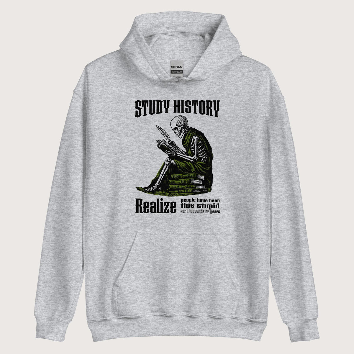 Sport Grey Study History Hoodie - history buff gift by HistoHead